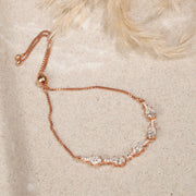 Rose Gold Plated Adjustable Slider Bracelet with Oval Cut American Diamonds